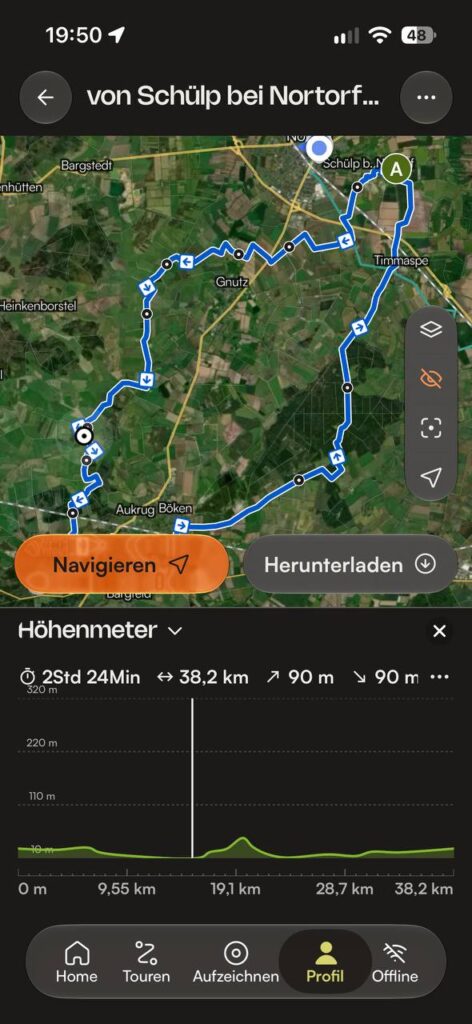 Darstellung der geplanten Strecke der TSV-Fahrradtour