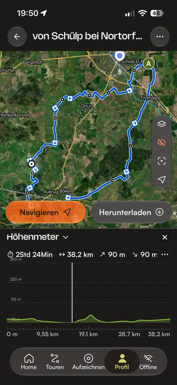 Darstellung der geplanten Strecke der TSV-Fahrradtour